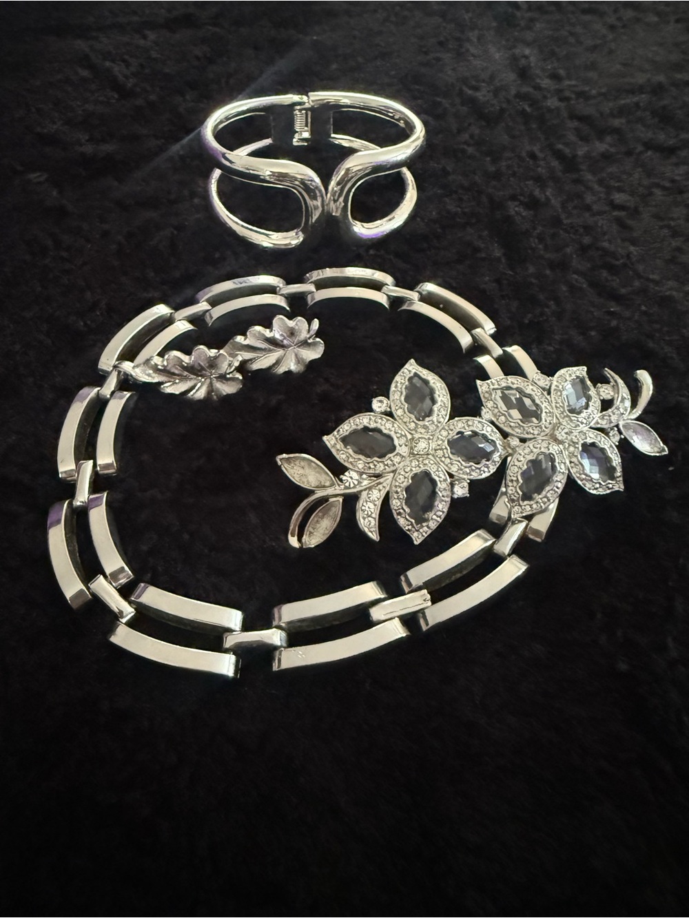 Monet Floral & Geometric Silver Tone Curated Vintage Jewelry Collection 4 Pc